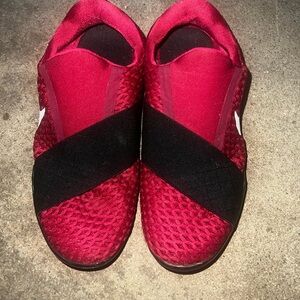 Nike Red Knit Slip-On Sneaker with White Swoosh